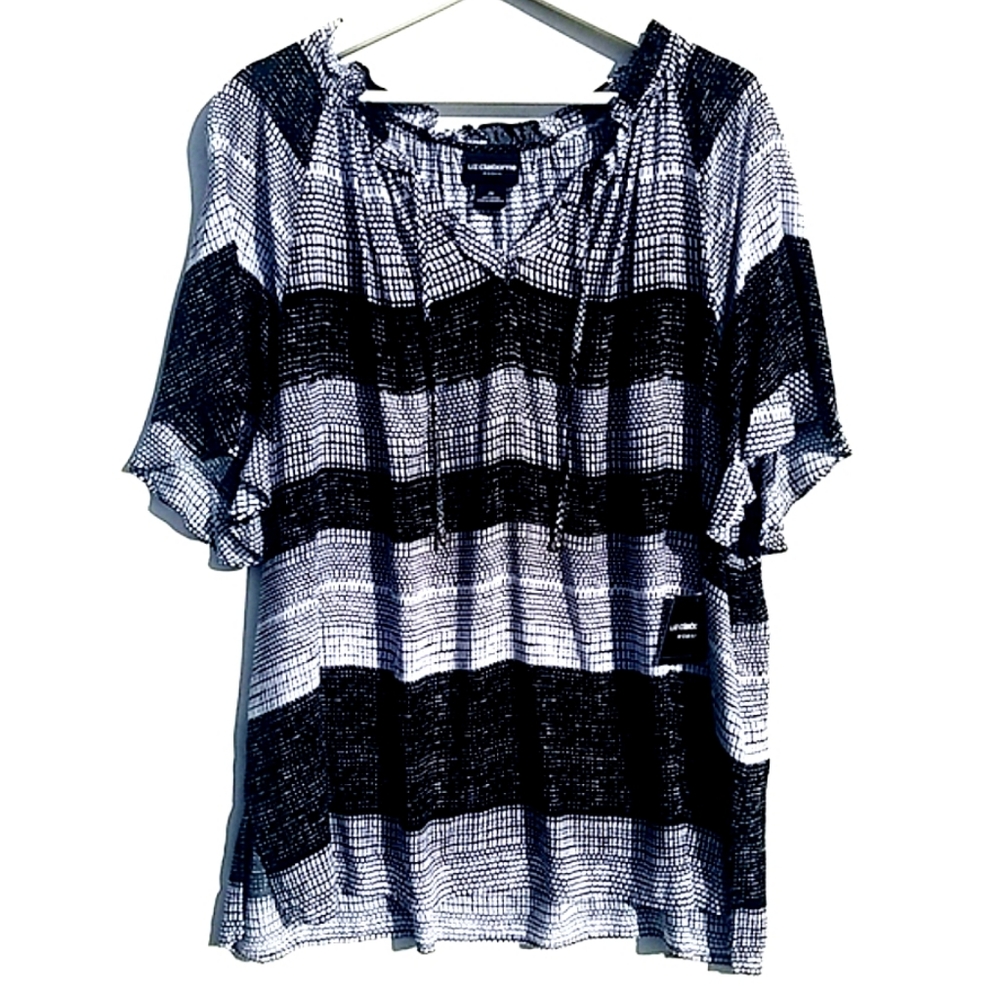 Liz Claiborne ~ Flutter Sleeve Blouse ~ NWT